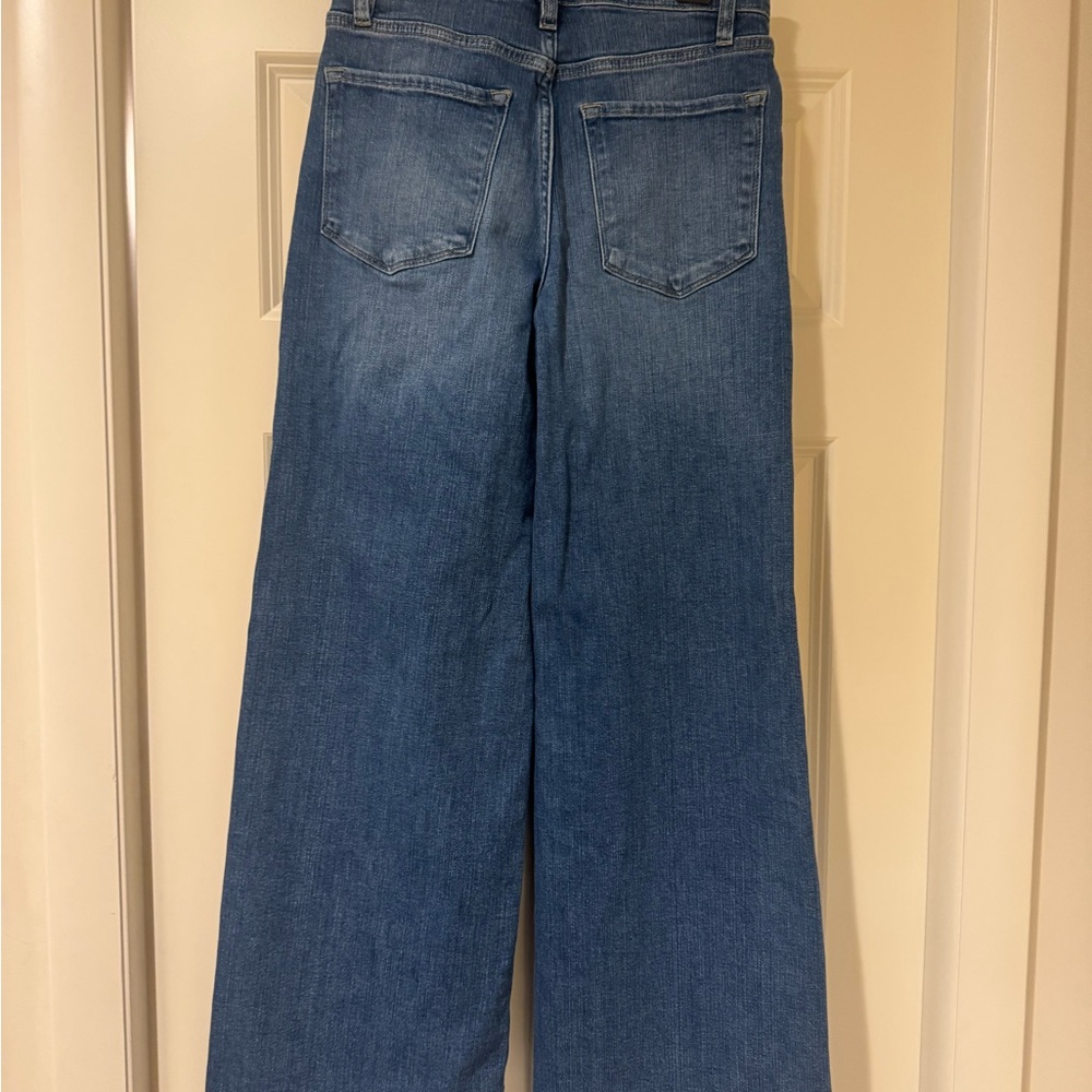 Frame Denim Wide-Leg High-Rise Jeans in Medium Blue Wash-Slim Palazzo - Picture 2 of 4